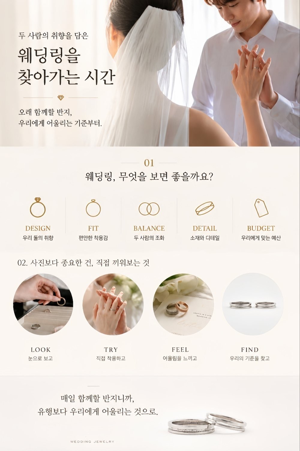 청주 오스코 레브웨딩박람회 웨딩링 고르는 법 — 디자인·착용감·조화·소재·예산과 직접 끼워 보기